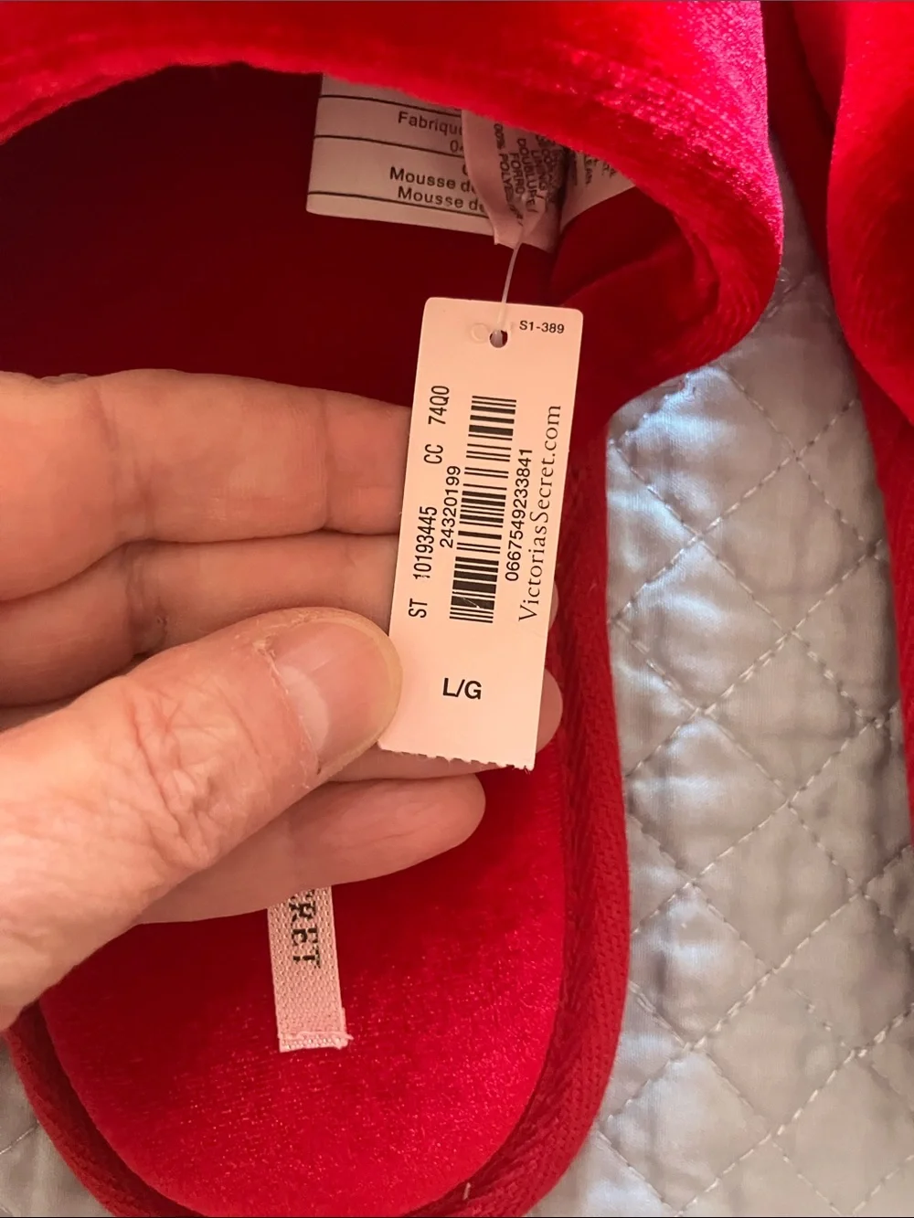 Victoria's Secret Red Kids Pom-Pom Velvet Slip-Ons